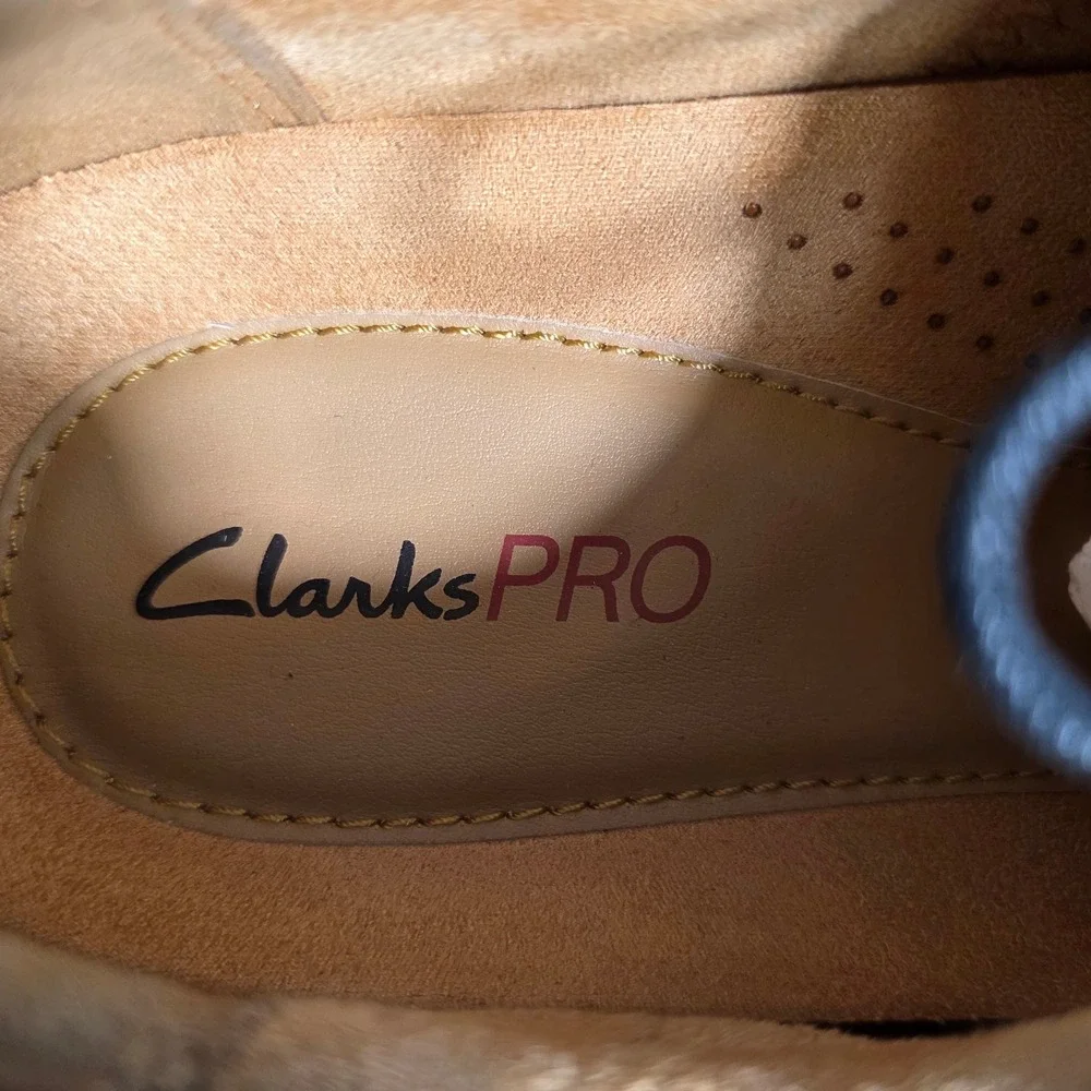 Clarks PRO Eldredge Plain Black Leather Wide Fit‎ Mens Dress Shoes 9 EE